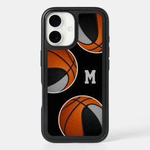 black gray team colors basketballs monogrammed iPhone 16 case