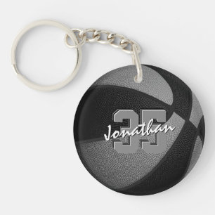 black gray team colors boys girls basketball keychain