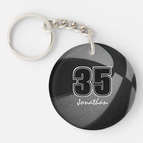 Black gray team colors boys girls basketball keychain