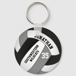 black gray team colors boys' volleyball keychain