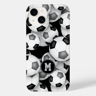 Black gray team colors fun soccer balls pattern Case-Mate iPhone 14 case