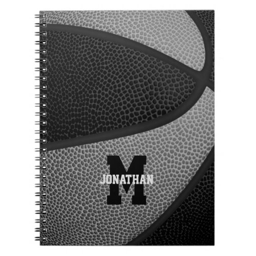 black gray team colors girls boys basketball notebook