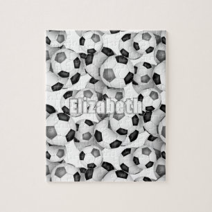 black gray team colors girls boys soccer jigsaw puzzle