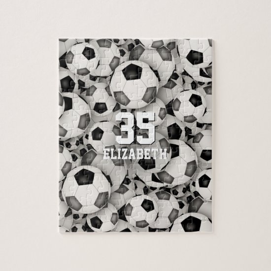 black gray team colors girls boys soccer jigsaw puzzle