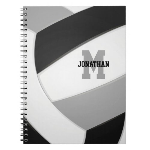 black gray team colors girls boys volleyball notebook