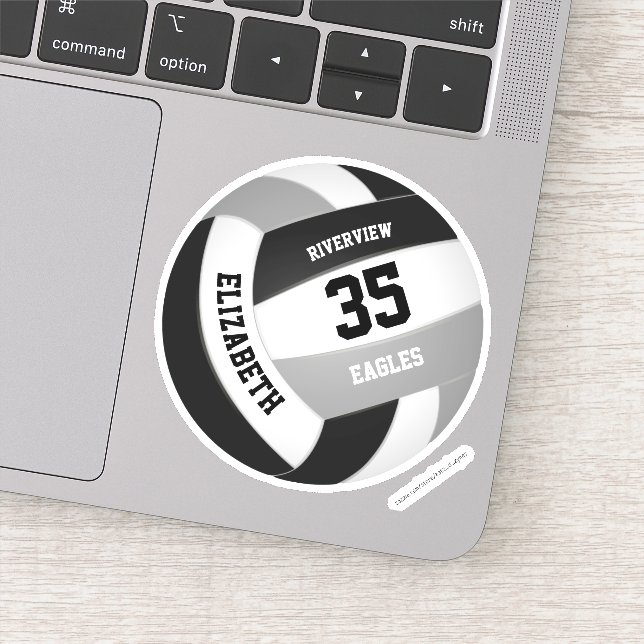 black gray team colors girls boys volleyball sticker (Detail)