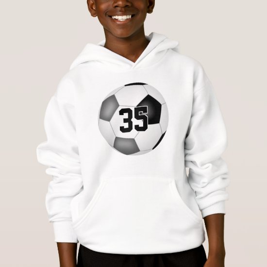 black gray team colors jersey number soccer hoodie