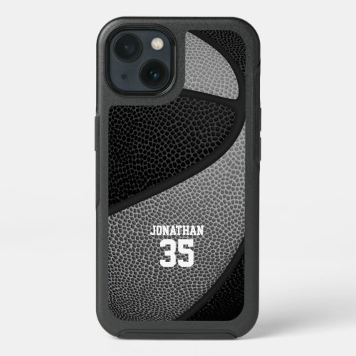 black gray team colors personalized basketball iPhone 13 case