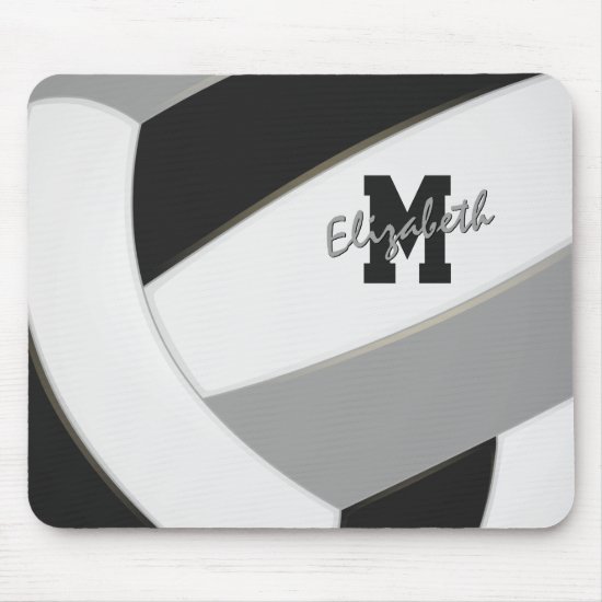 black gray team colors personalized volleyball mouse pad