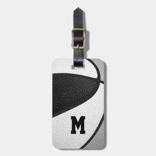 black gray team colors sports gifts basketball luggage tag