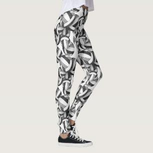 black gray team colors volleyballs pattern leggings