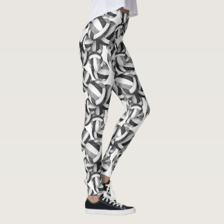 black gray team colors volleyballs pattern leggings