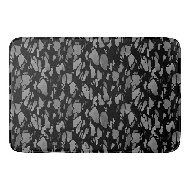 Black & Gray Trendy Modern Artsy Bath Mat (Front)