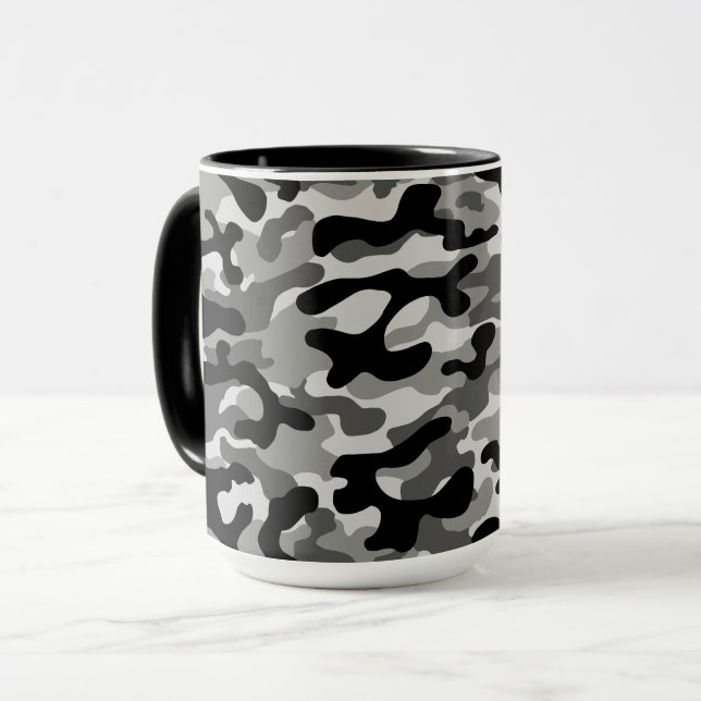 Black Gray Urban Camouflage Pattern  Mug (Front Left)