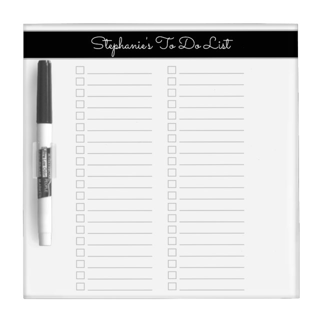 Black & Gray Vertical Two Column Checklist Dry Erase Board (Front)