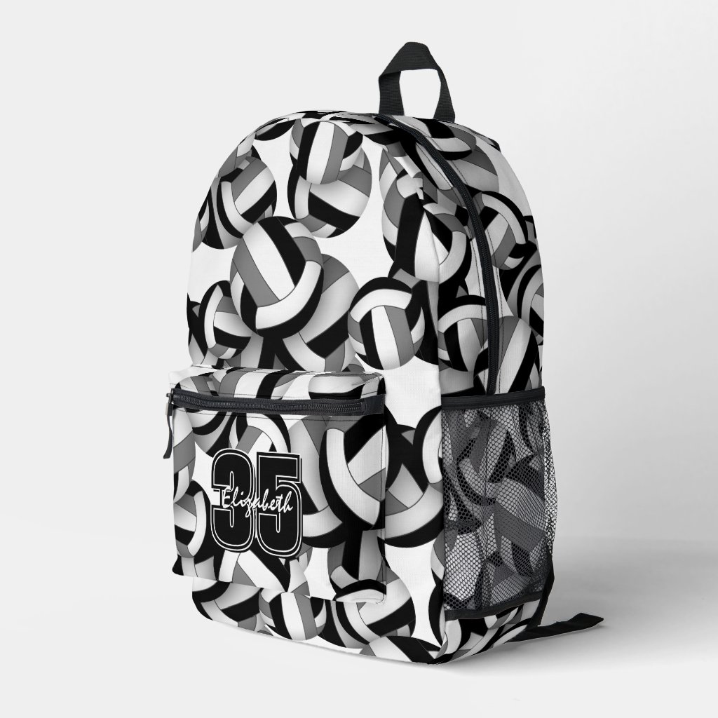 black gray volleyball team colors patterned backpack