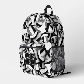 black gray volleyball team colors patterned  printed backpack