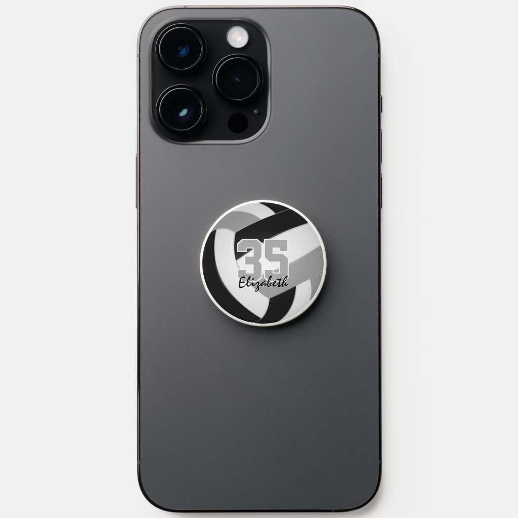 black gray volleyball team colors w her name PopSocket