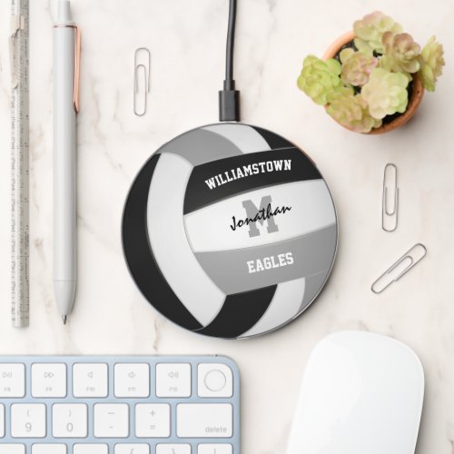 black gray volleyball team name wireless charger 