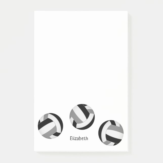 black gray volleyballs notepad w custom name (Front)
