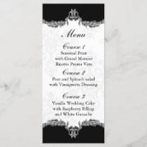black gray wedding menu