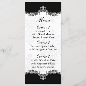 black gray wedding menu
