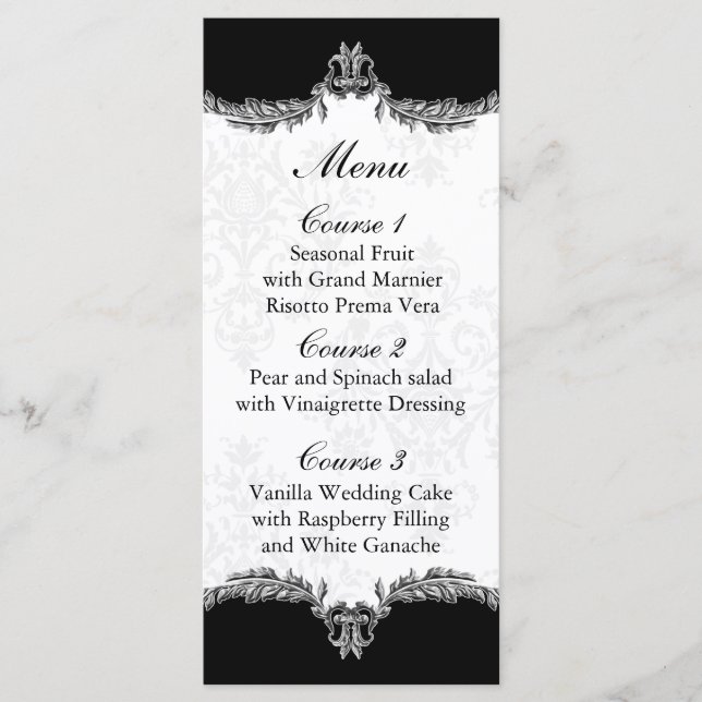 black gray wedding menu (Front)