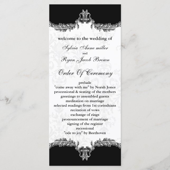 black gray Wedding program (Front)