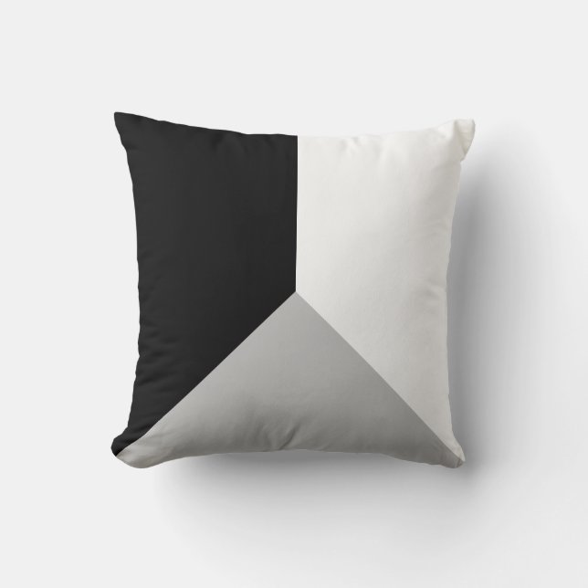 Black Gray & White Abstract Geometric Shape Throw Pillow (Front)