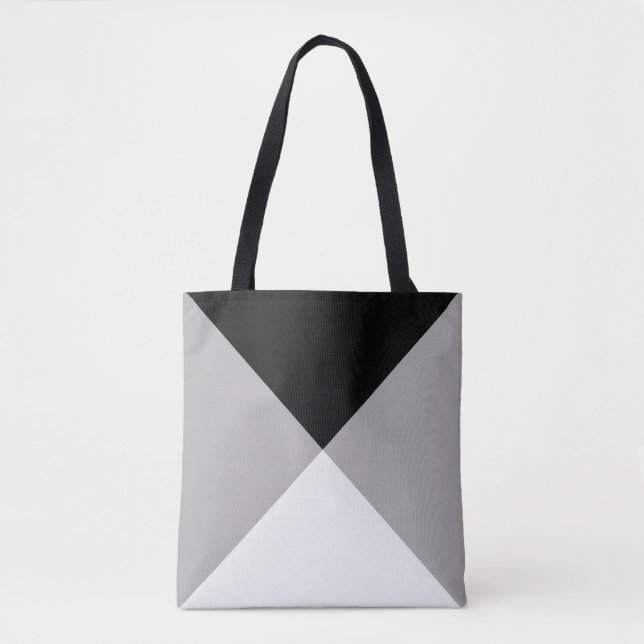 Black, Gray & White Abstract Triangle Tote Bag (Front)