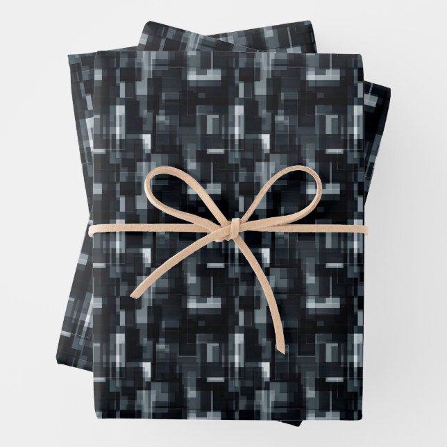 Black / Gray / White Abstract Wrapping Paper Sheets (In situ)