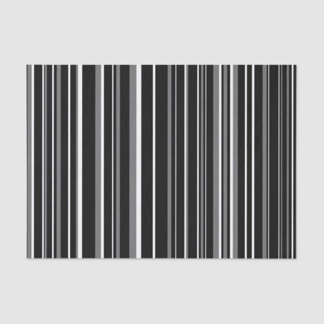 Black, Gray, White Barcode Stripe Tissue Paper (Front)
