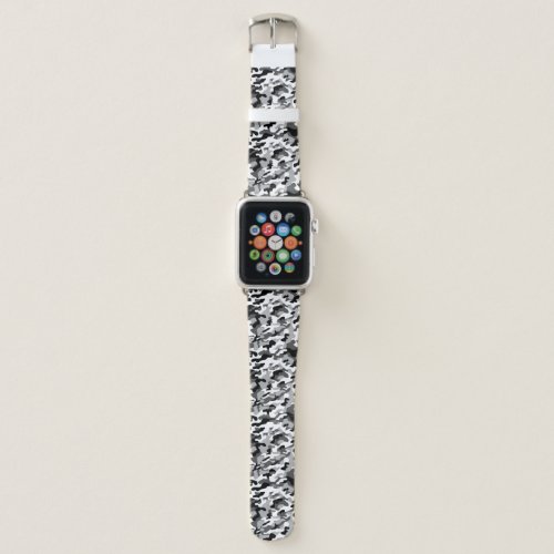 Black Gray White Camouflage Abstract Pattern Apple Watch Band
