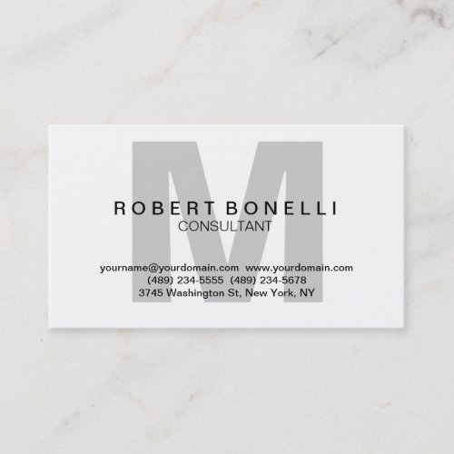 Black Gray White Charming Monogram Business Card