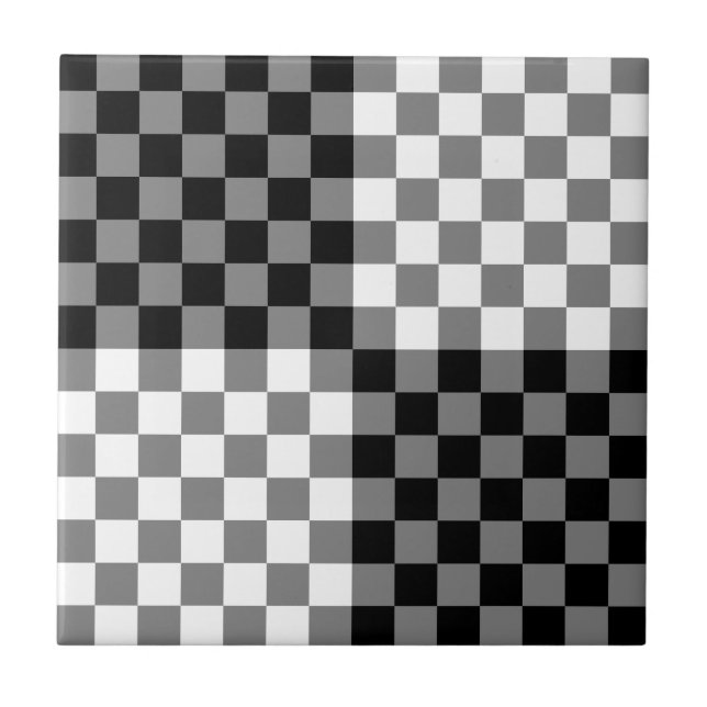 Black Gray White Check Tile Pattern or Sports (Front)