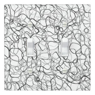 Black Gray White Curvy Line Pattern -COOL Light Switch Cover