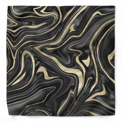 Black Gray White Gold Marble 1 Bandana