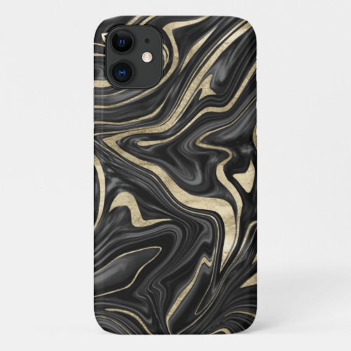 Black Gray White Gold Marble 1 iPhone 11 Case