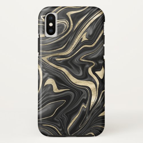 Black Gray White Gold Marble 1 iPhone X Case