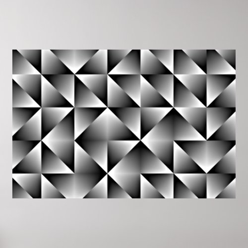Black Gray White Gradient Squares Triangles Art Poster