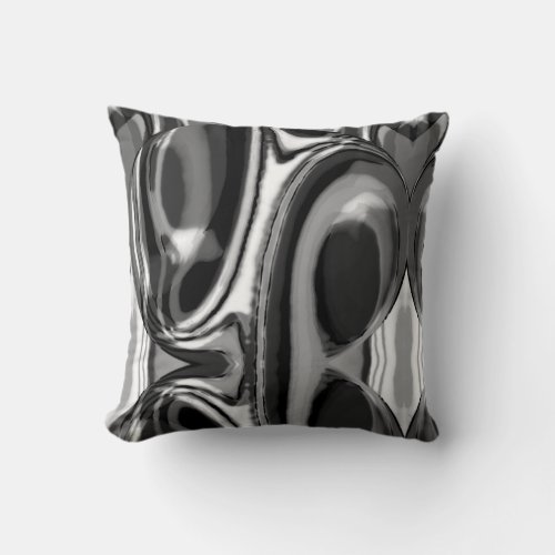 Black Gray White Large Circles Abstract Design Throw Pillow