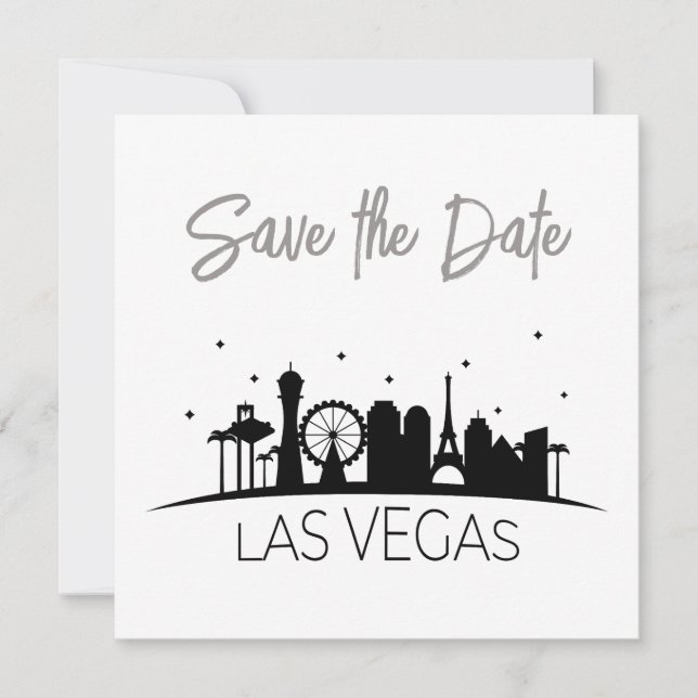 Black Gray White Las Vegas Wedding Save The Date Invitation (Front)