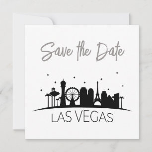 Black Gray White Las Vegas Wedding Save The Date Invitation