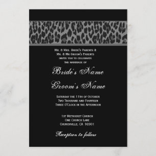 Black Gray White Leopard Wedding Invitation