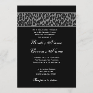 Black Gray White Leopard Wedding Invitation