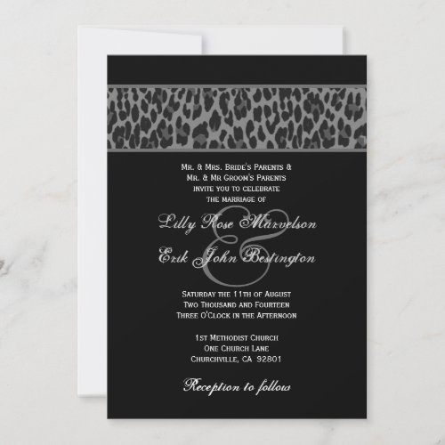 Black Gray White Leopard Wedding Template G200 Personalized Invitations
