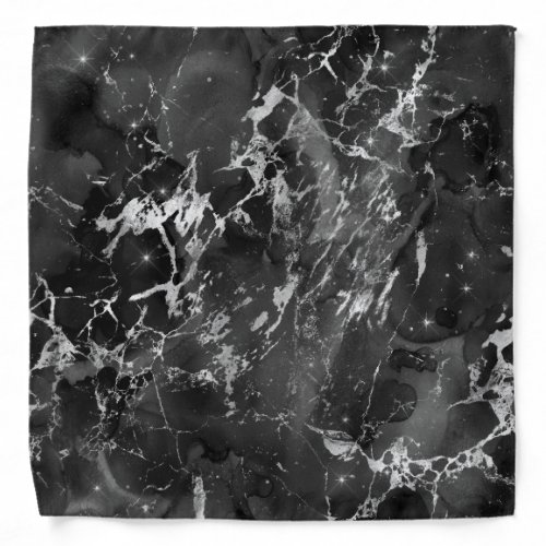 Black Gray White Marble Camo Bandana