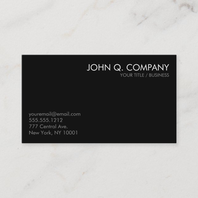 Black Gray White Minimal Basic Business Card (Front)