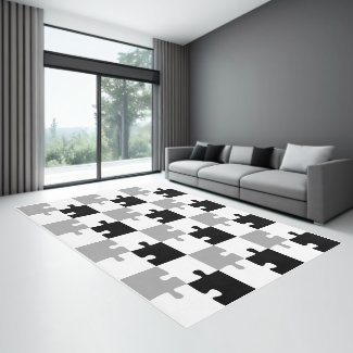 Black Gray White Modern Pattern Indoor Area Rug
