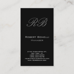 Black Gray White Monogram Manager Business Card